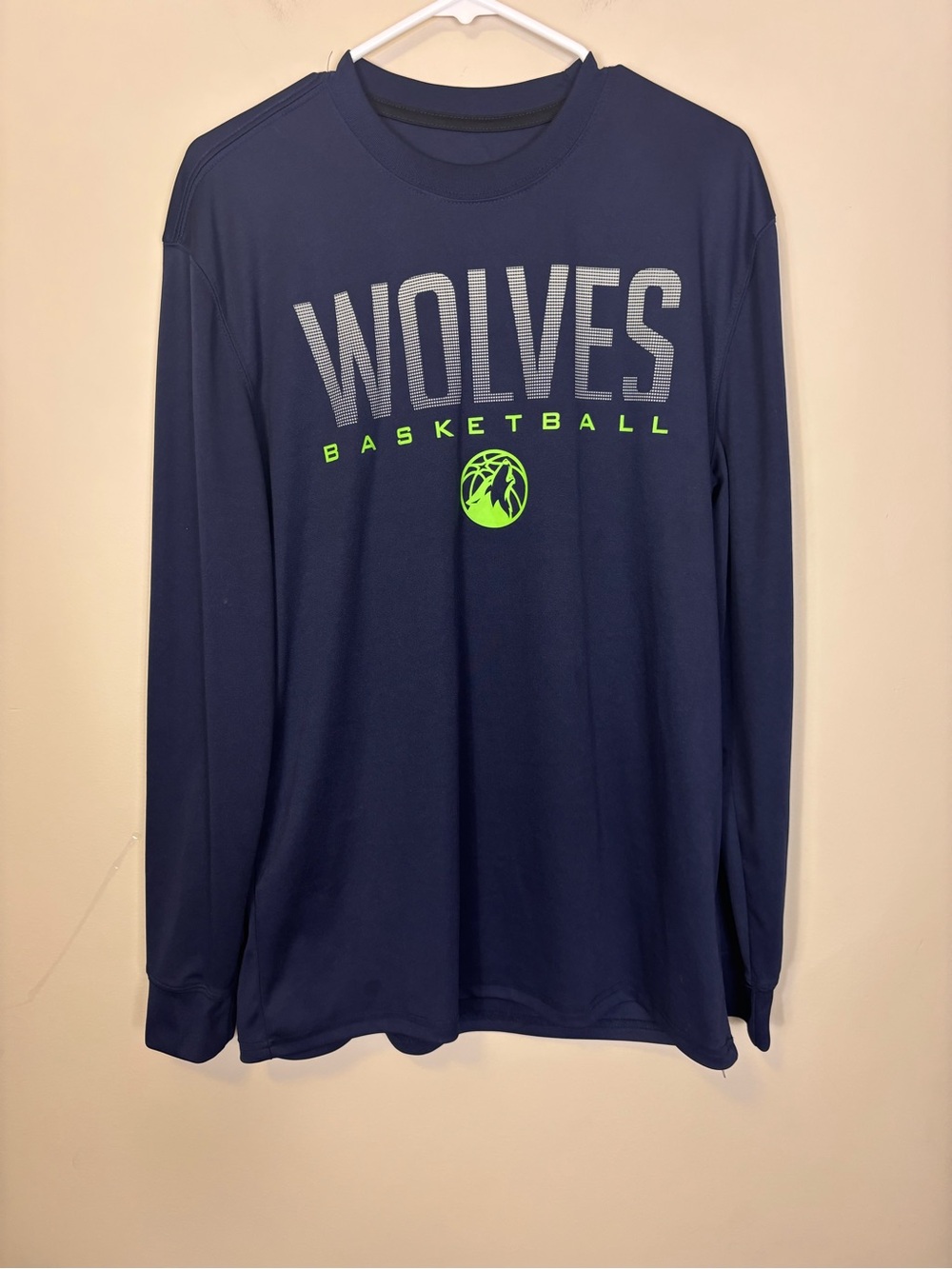 NBA Minnesota Timberwolves Basketball Navy Blue Long-Sleeve Performance Shirt L